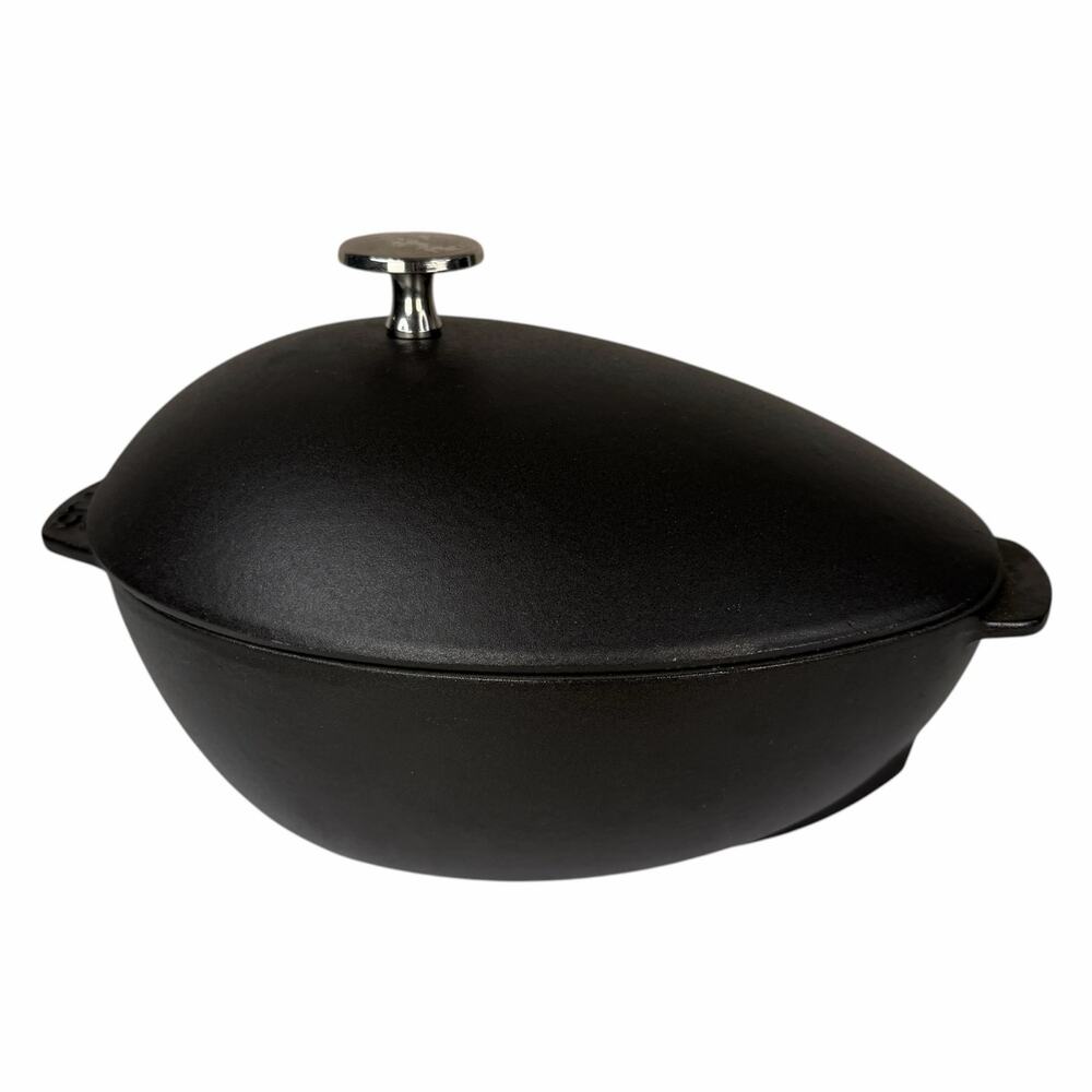 Staub Cast Iron Mussel Pot 2 Quart Black Matte Stainless Knob France